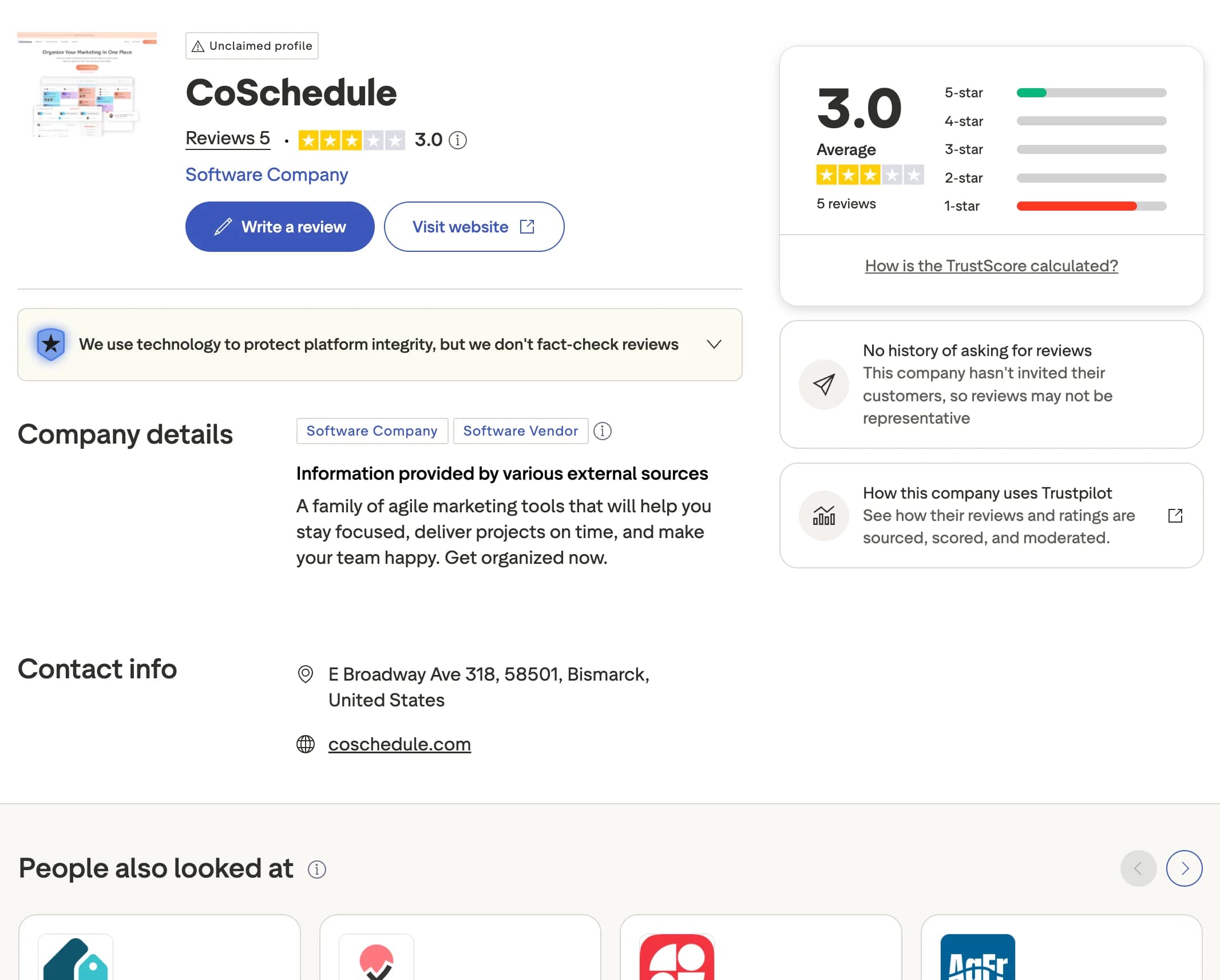 CoSchedule profile and reviews on Trustpilot
