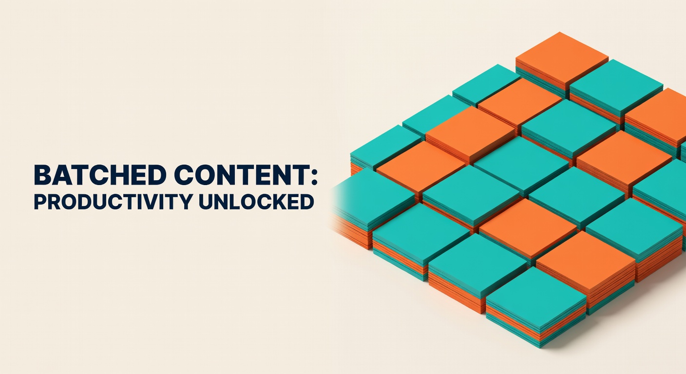 3D stack of calendar pages representing batch content production