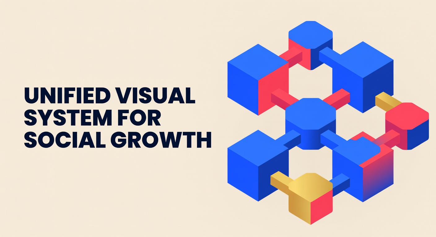 3D connected brand elements representing visual consistency across platforms