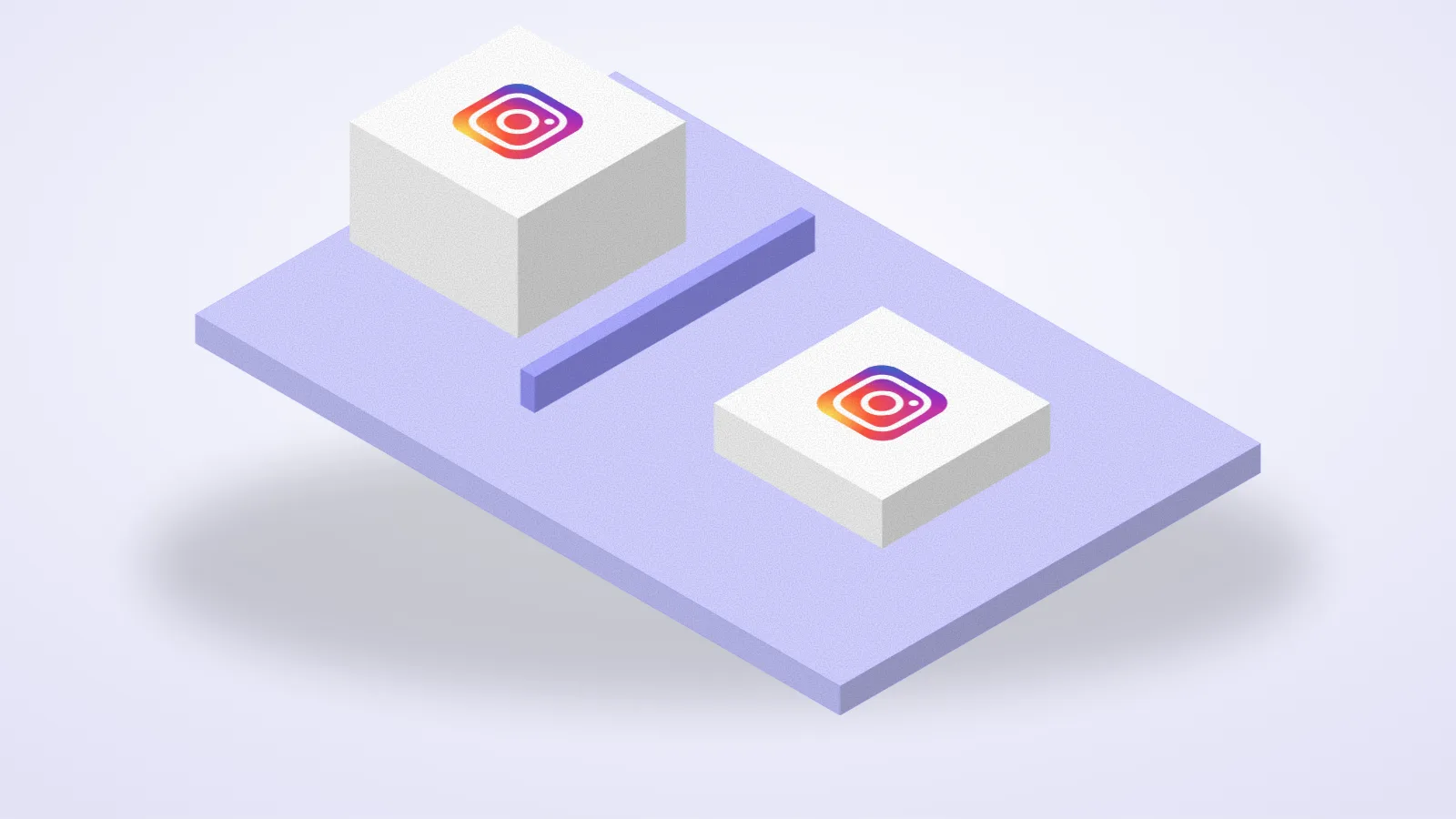 Isometric illustration comparing Instagram and Instagram on two blocks side by side