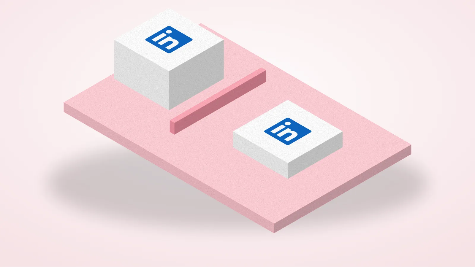 Isometric illustration comparing LinkedIn and LinkedIn on two blocks side by side