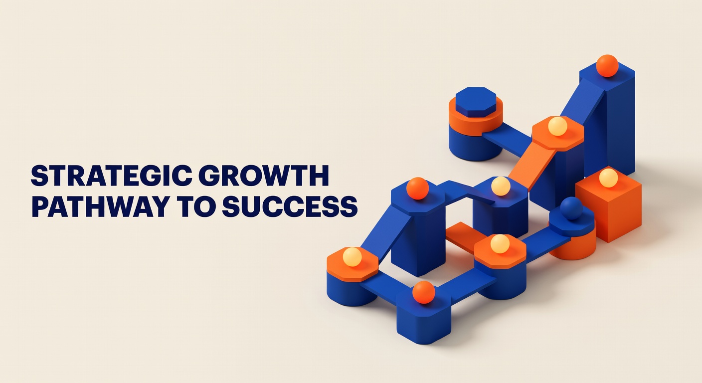 3D strategy roadmap with milestone nodes representing LinkedIn growth planning