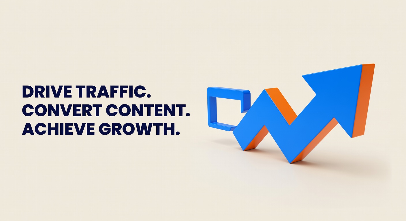 3D arrow and website browser frame representing traffic generation from Twitter