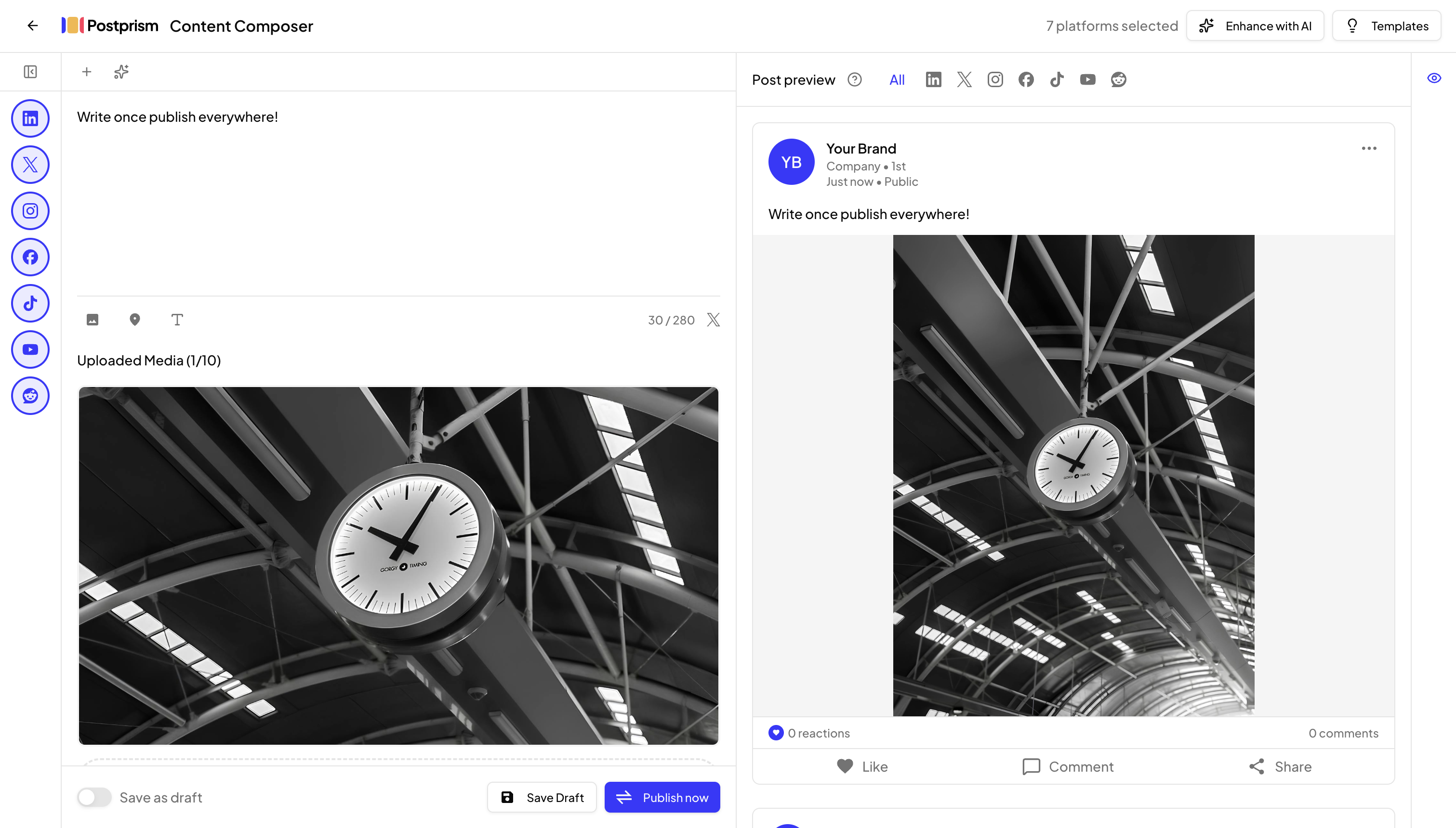 Postprism Dashboard - Social Media Management Interface