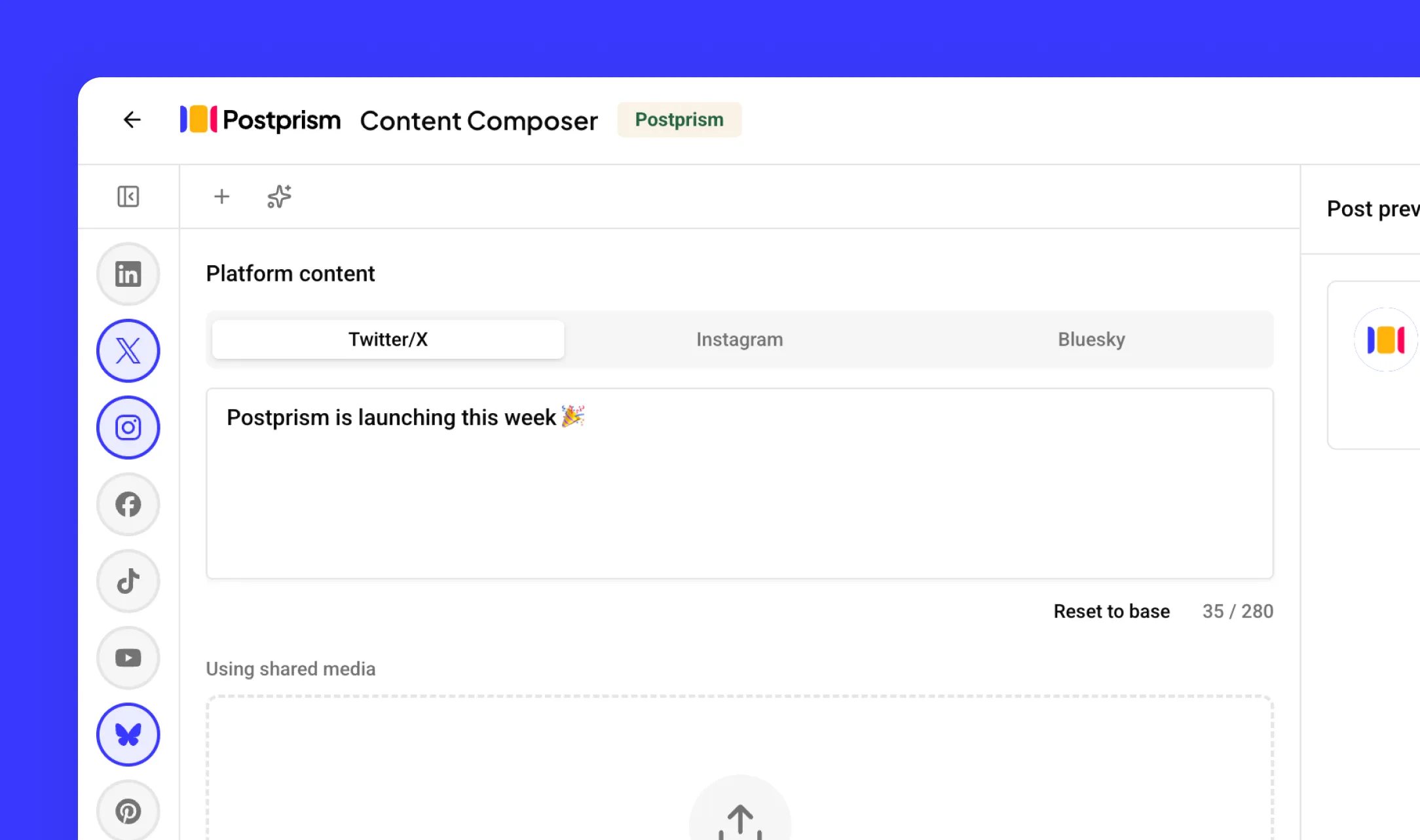 Postprism team workspace with approval workflow