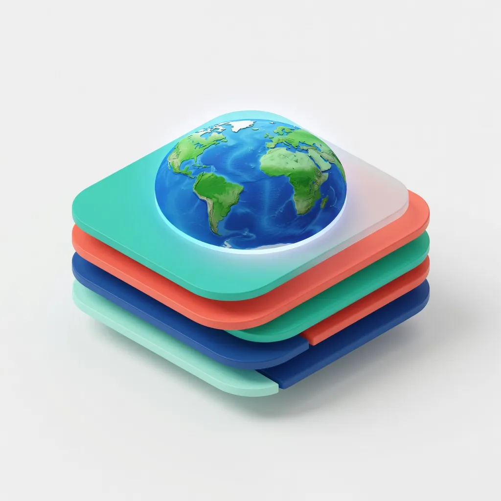 3D Earth globe icon with photorealistic textures