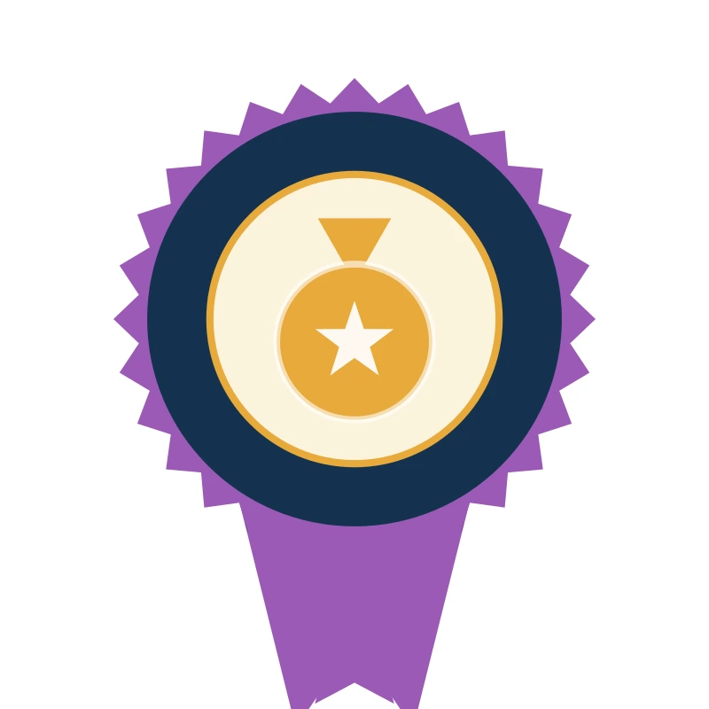 Community Champion award badge with medal ribbon icon