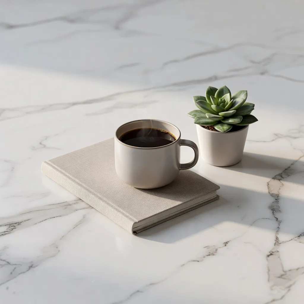 3D lifestyle product flatlay render with natural lighting