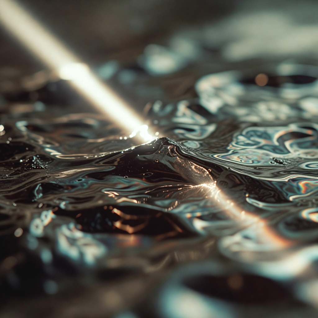 Cinematic abstract mercury surface close-up