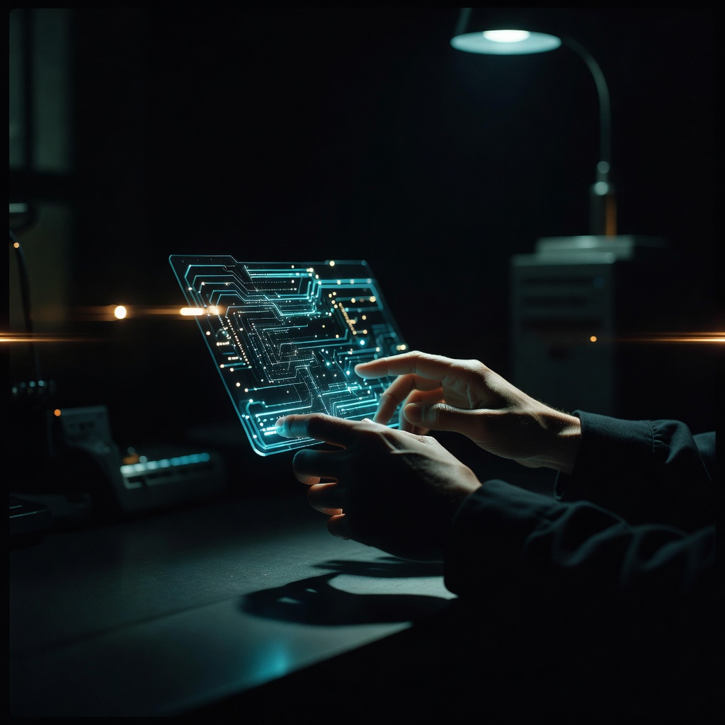 Cinematic holographic interface tech concept