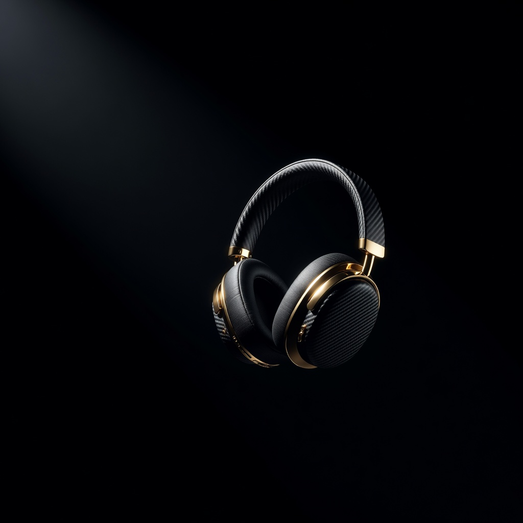 Dark luxury premium headphone with carbon fiber detail