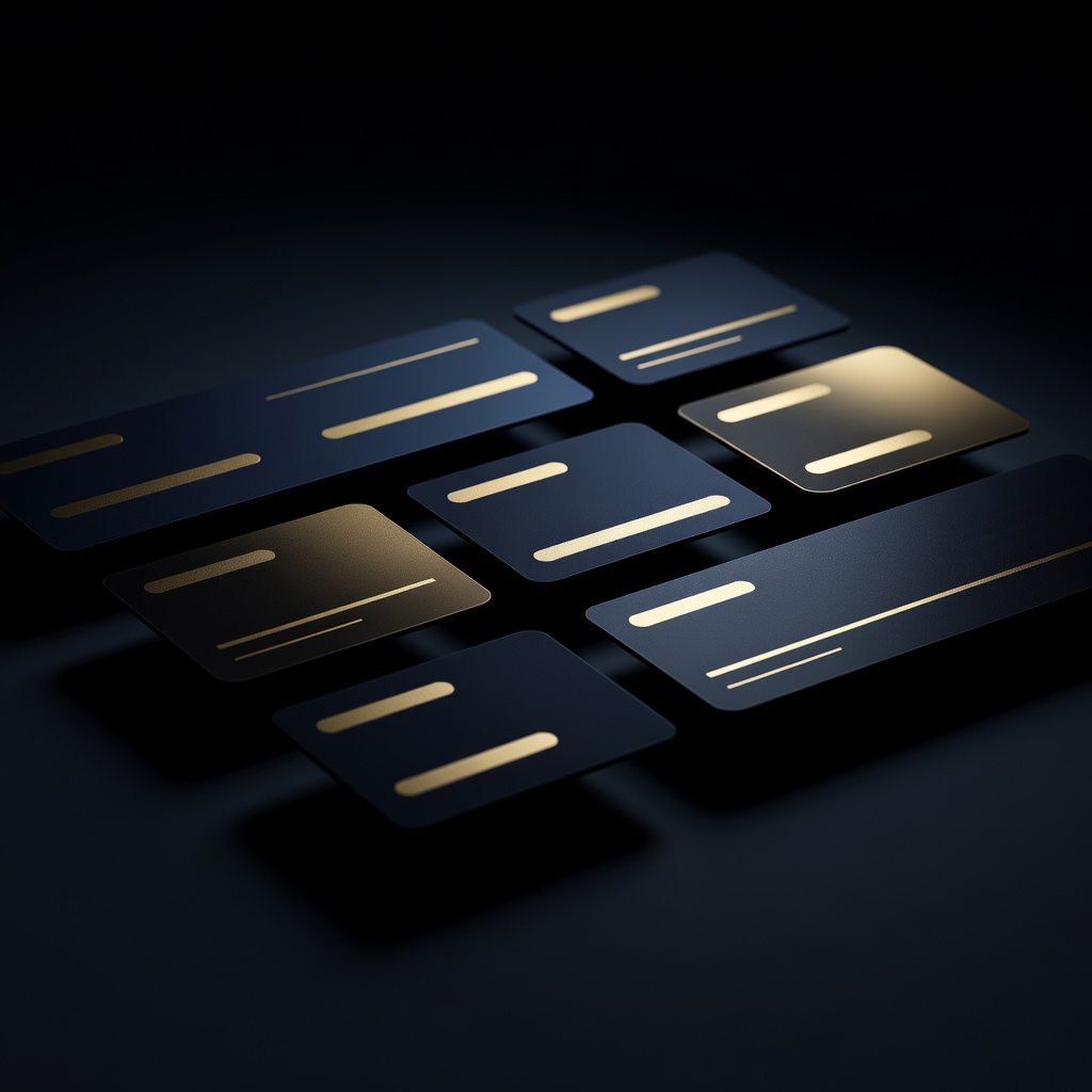 Dark luxury finance app UI concept with gold accents