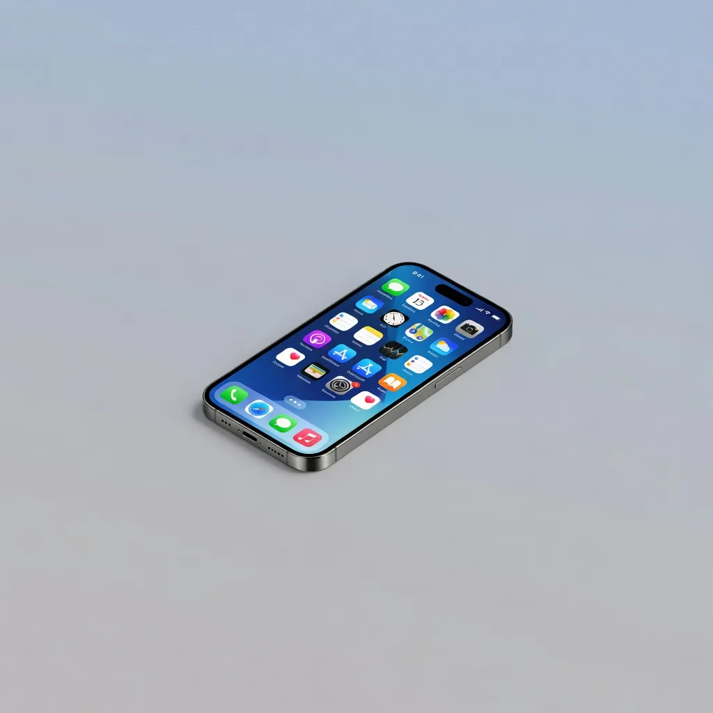 Photorealistic isometric smartphone with realistic materials
