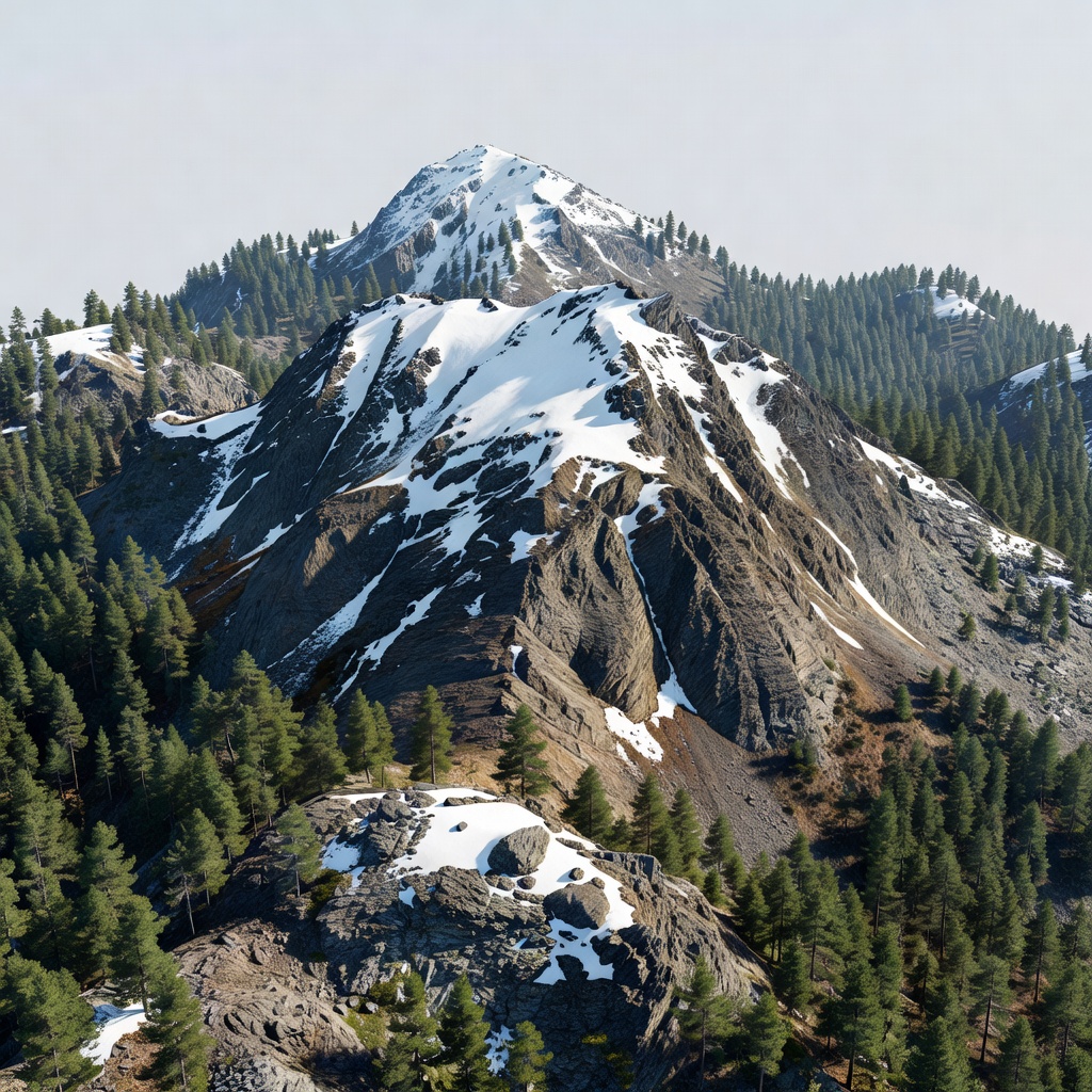 Photorealistic isometric mountain terrain with accurate textures