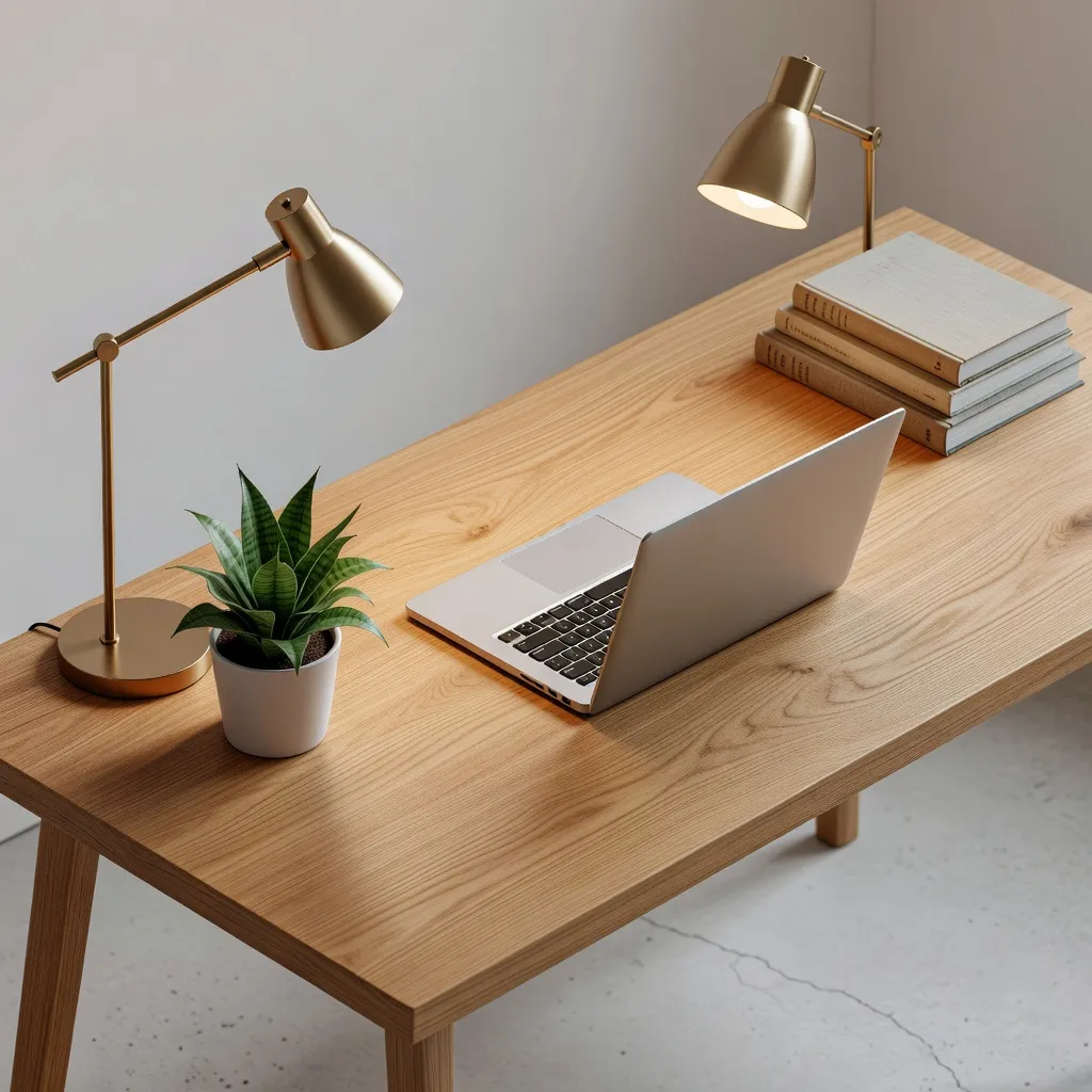 Photorealistic isometric home office with realistic materials
