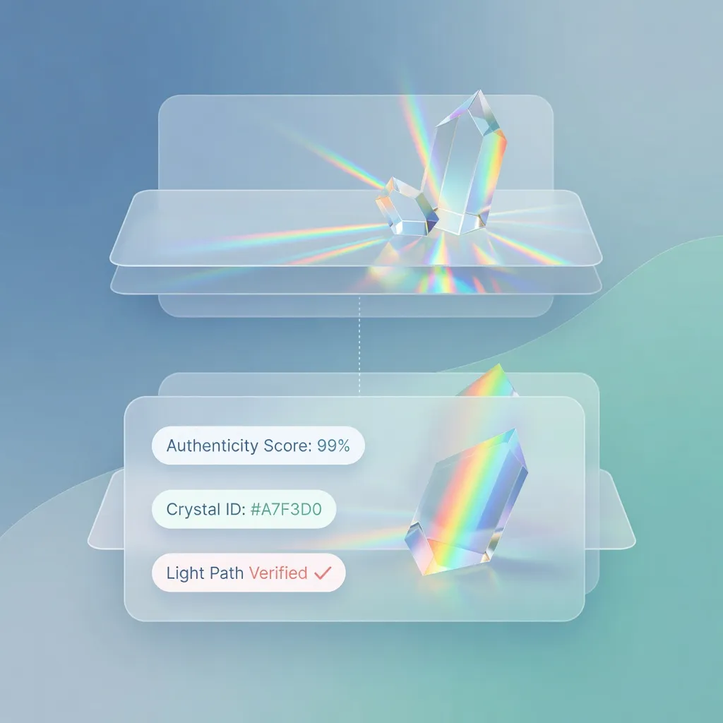 Abstract crystal prism shapes refracting light on blue background
