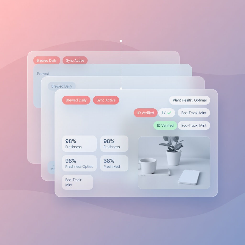 Glassmorphism lifestyle composition with frosted panels