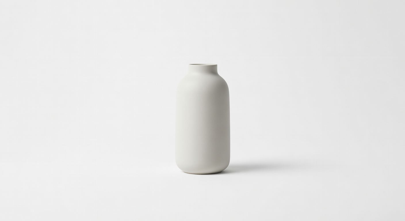 Minimal studio product photo of ceramic vase on white background