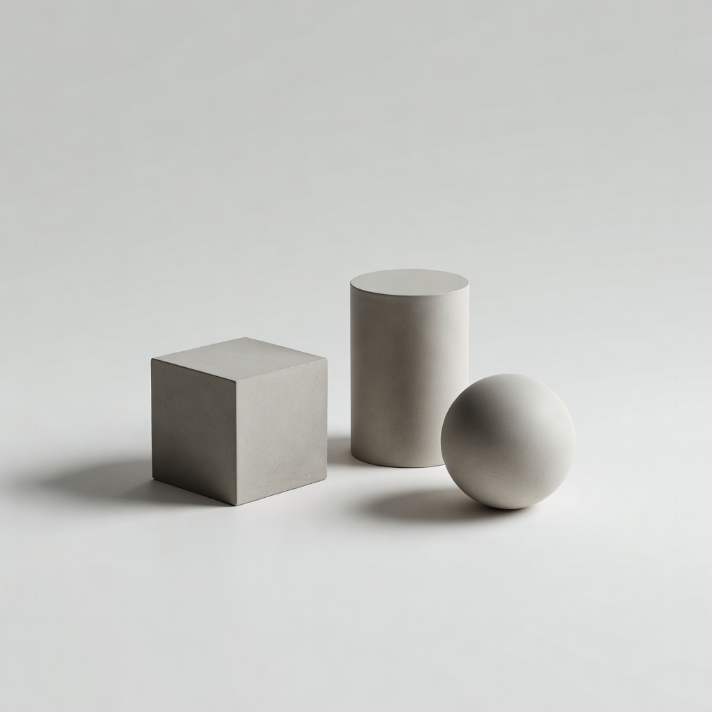 Minimal studio abstract geometric objects on white