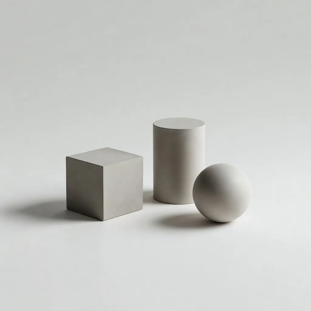 Minimal studio abstract geometric objects on white